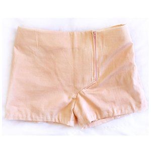 [ TAY.AVERY ] Peach Asymmetrical Zip Shorts
